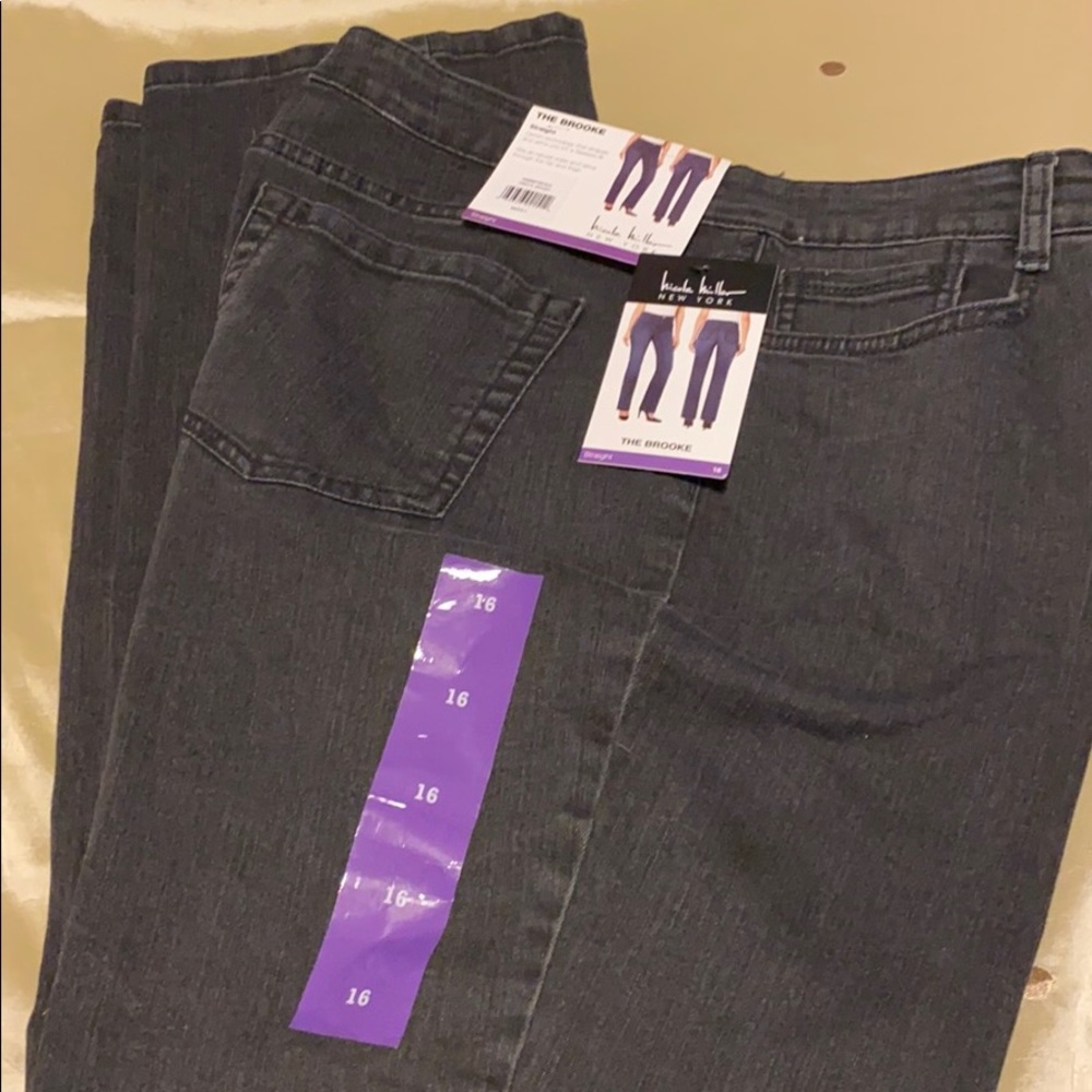 NWT Nicole Miller black stretch denim size 16